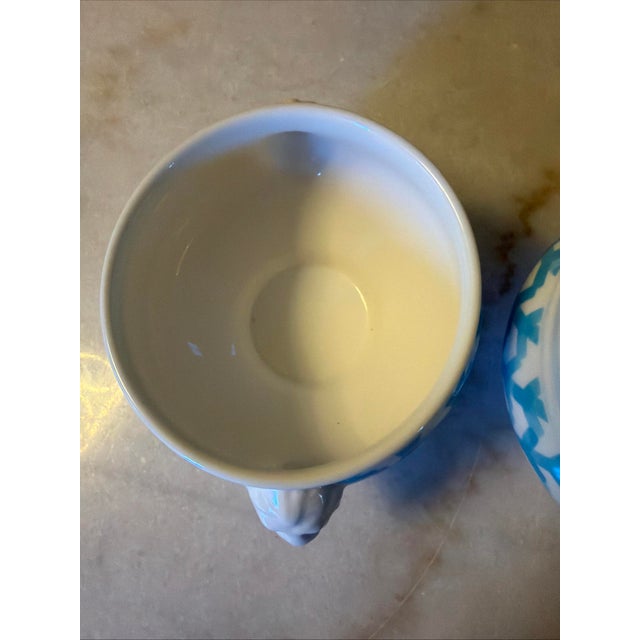 Villeroy & Boch Lina Aqua Porcelian Pedestal Lion Head Soup Bowl Set of 2 For Sale - Image 6 of 16