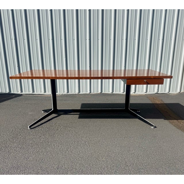 Mid-Century Modern Ward Bennett for Lehigh Walnut Cantilever Executive Desk For Sale - Image 3 of 13