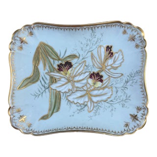 Antique 19th Century Haviland & Co. Limoges Hand-Painted Porcelain Orchid Tray For Sale