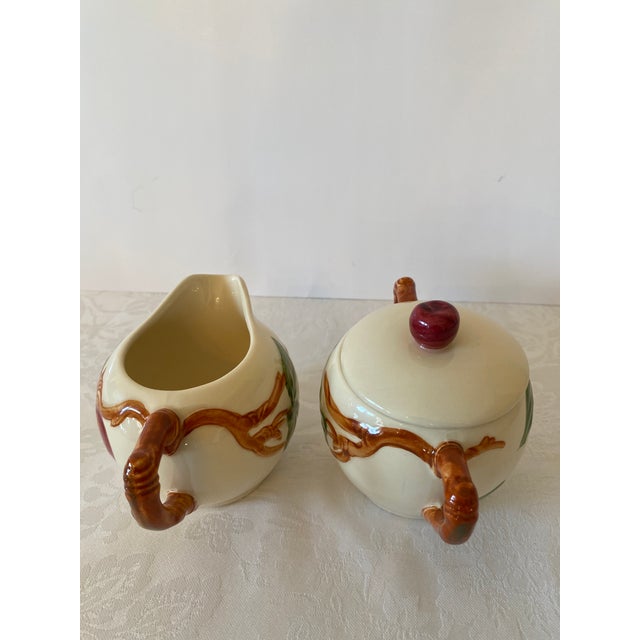Late 20th Century Franciscan Apple Pattern Sugar Bowl With Lid and Creamer For Sale - Image 9 of 11