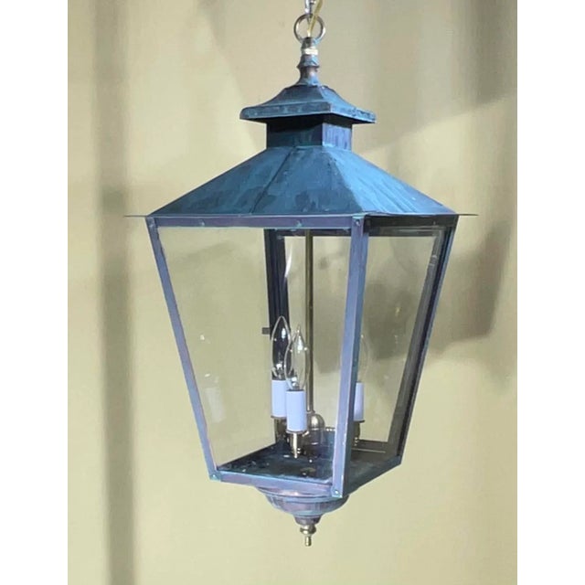 Classic Solid Copper & Brass Hanging Pendant / Lantern Light For Sale In Miami - Image 6 of 17