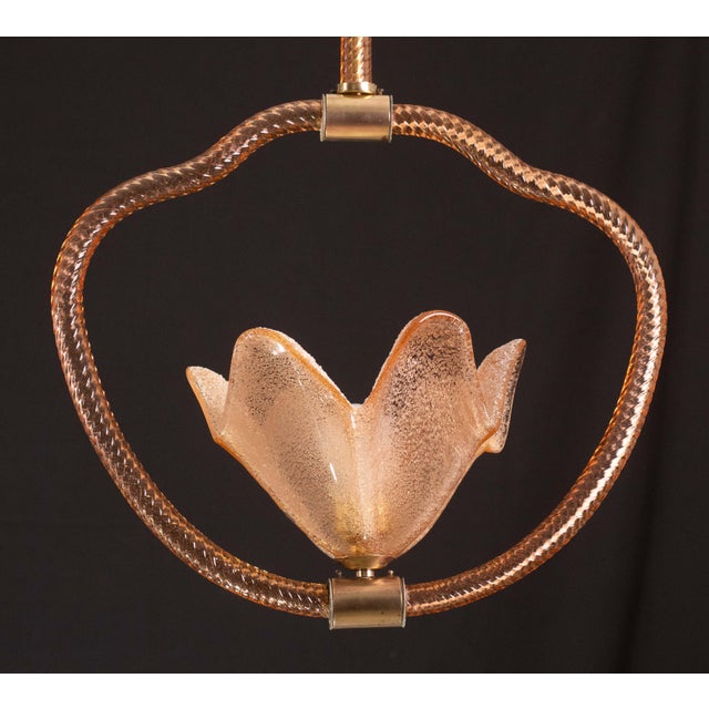 Metal Pink Murano Glass Pendant by Barovier E Toso, 1940s For Sale - Image 7 of 12