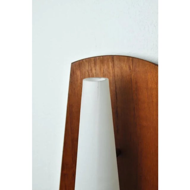 Scandinavian Modern Wall Light in Teak with Brass and Opaline Glass, Denmark, 1960s For Sale - Image 11 of 13