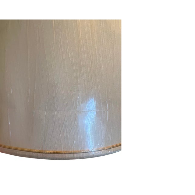 Vintage Mid Century Modern 1960s New Old Stock Pair Lamp Drum Shades Brass For Sale - Image 4 of 6