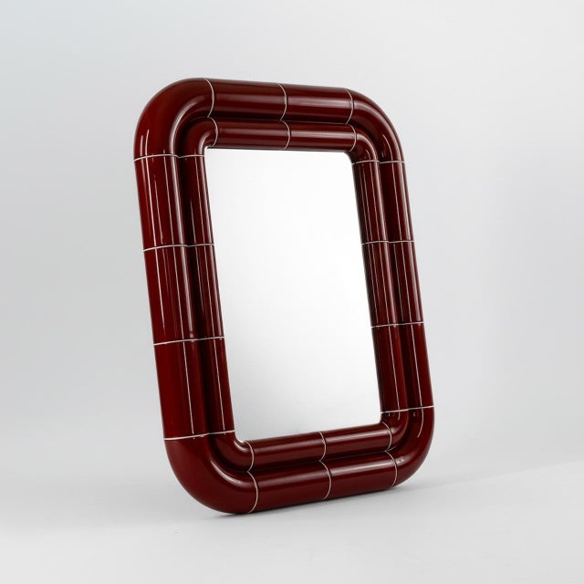 Contemporary Portalito Mirror in Deep Burgundy by Tilecito For Sale - Image 3 of 6