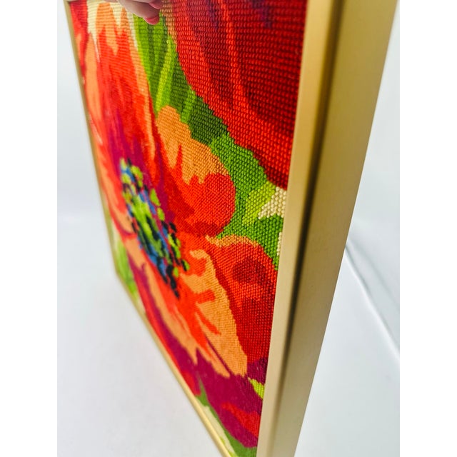 Vintage Poppy Needlepoint, Framed For Sale In Charleston - Image 6 of 7