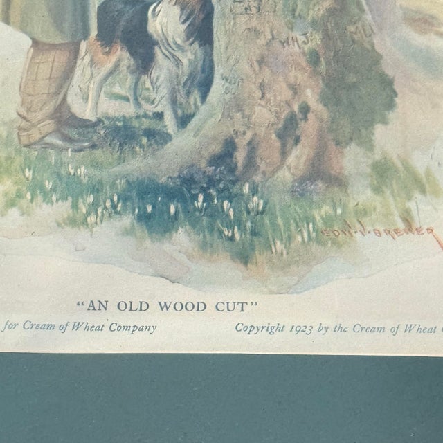 Campaign 1923 Cream of Wheat Advertising Print “An Old Wood Cut” in Original Frame For Sale - Image 3 of 6