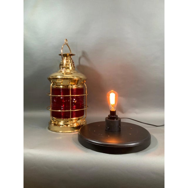 Solid Brass Ship's Lantern by F.H. Lovell Co. of Arlington, New Jersey For Sale - Image 4 of 7