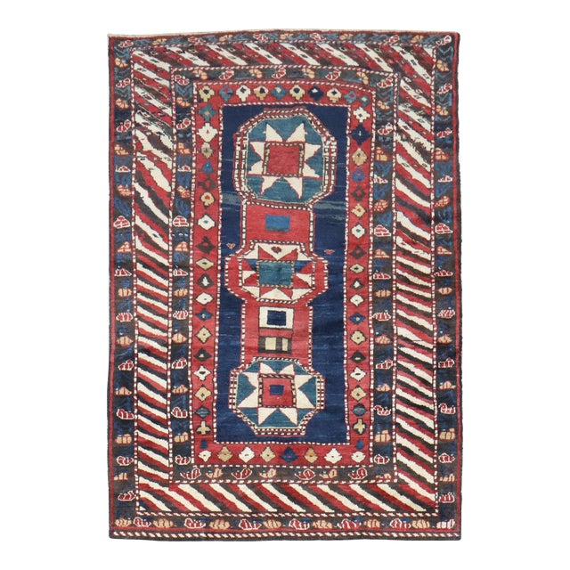 Antique Zabihi Collection Caucasian Baku Khila Rug - 3'6" x 4'9" For Sale