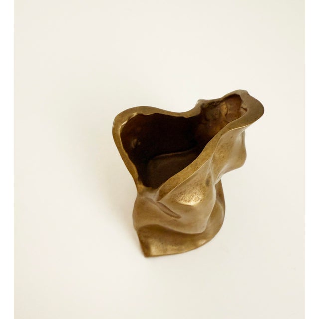 Contemporary Vintage Biomorphic Cast Bronze Sculptural Vase Pot, Artist Signed For Sale - Image 3 of 8