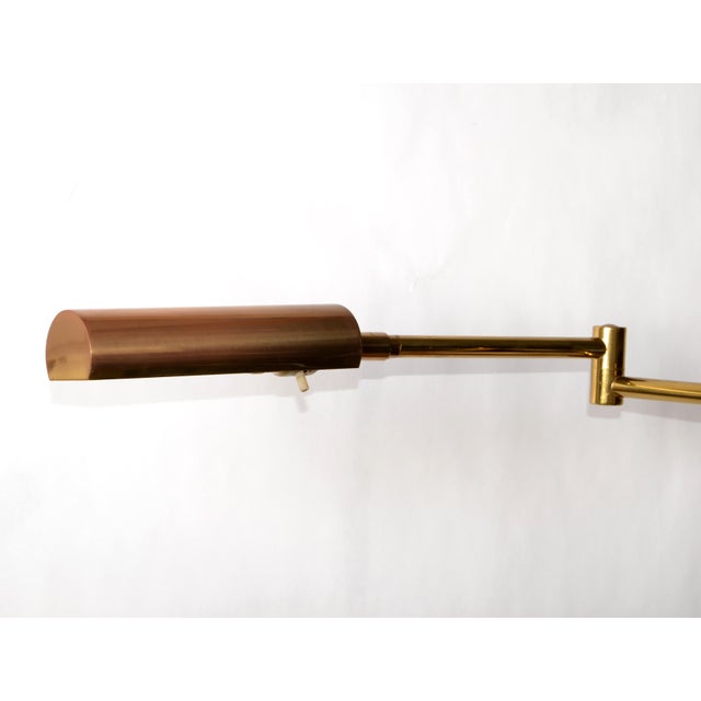 Metal 1970s Koch & Lowy Mid-Century Modern Adjustable Swing Brass Pharmacy Floor Lamp For Sale - Image 7 of 18