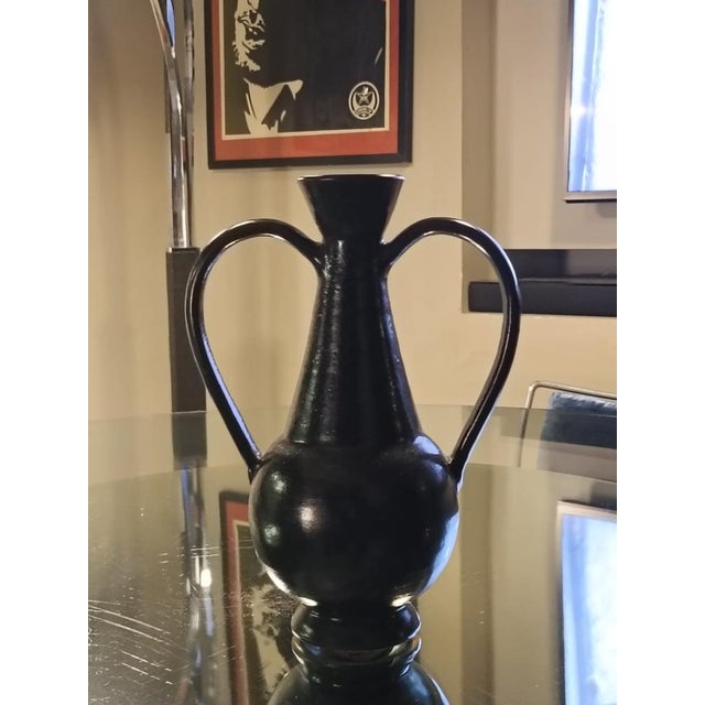 Ceramic Black Bucchero Ceramic Jug by Gio Ponti for Costantino, Italy, 1998 For Sale - Image 7 of 11