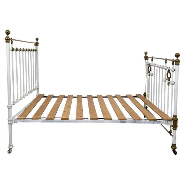 Antique Victorian Brass and Iron King Size Bed, 1800s For Sale - Image 6 of 8