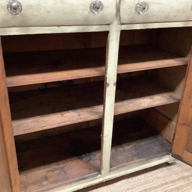 Vintage Jelly Cabinet Cupboard Farm House Home Storage Glass Handles Solid Wood For Sale - Image 10 of 12