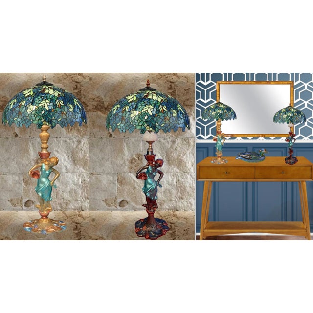 Vintage Water Nymph Spelter Table Lamps - a Pair For Sale - Image 9 of 12