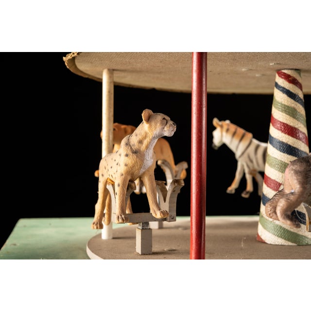 Wood Early 20th Century Hand-Crank Mechanical Carousel Toy For Sale - Image 7 of 9