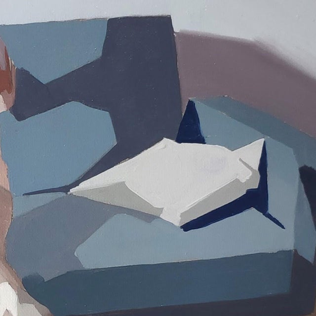 Early 21st Century Untitled II by Ale Casanova | Oil on canvas depicting a figure in a contorted pose on a couch. For Sale - Image 5 of 5