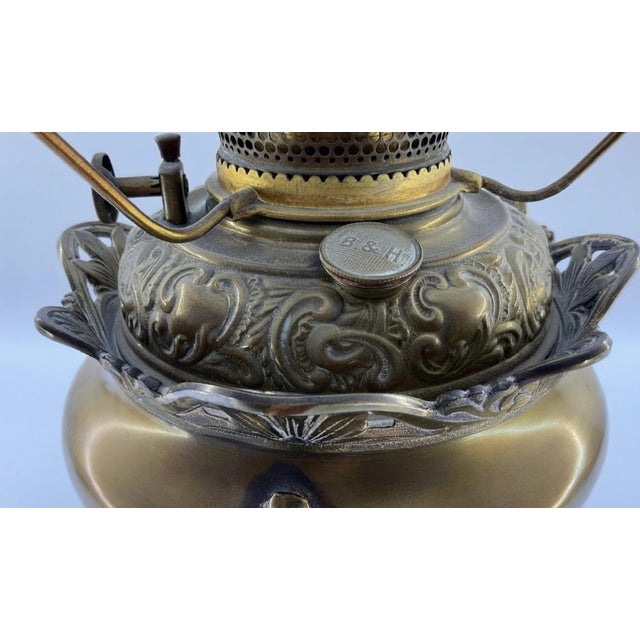 Late 19th Century Antique Victorian Bradley & Hubbard Oil Lamp With White Milk Glass Shade For Sale - Image 5 of 9