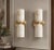 Contemporary Handcrafted Brass & Natural Alabaster Double Wall Sconces - Pair For Sale - Image 3 of 9