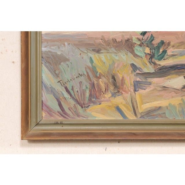 Sky Blue Swedish Framed Mountain Landscape, 1950's For Sale - Image 8 of 12