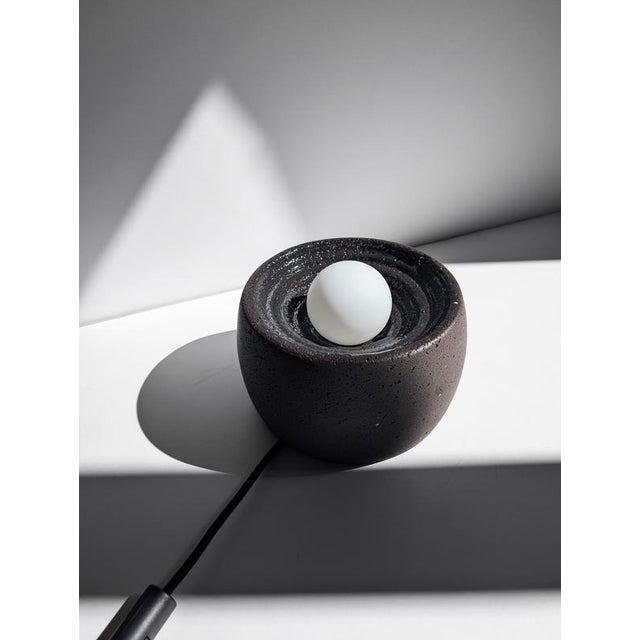 Caldera Partially Glazed Lava Stone Table Lamp by Clemence Birot For Sale - Image 6 of 18