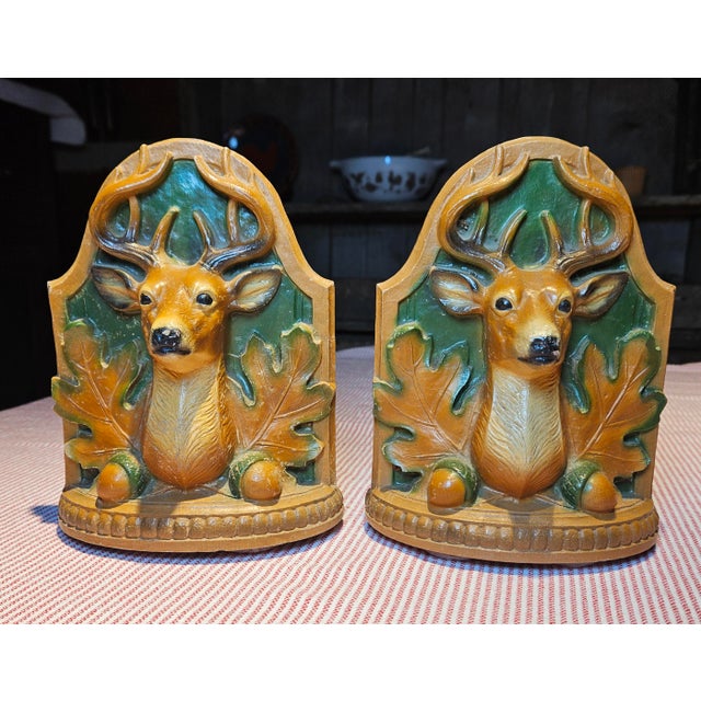 Vintage Deer Head Bookends For Sale In Charlotte - Image 6 of 12