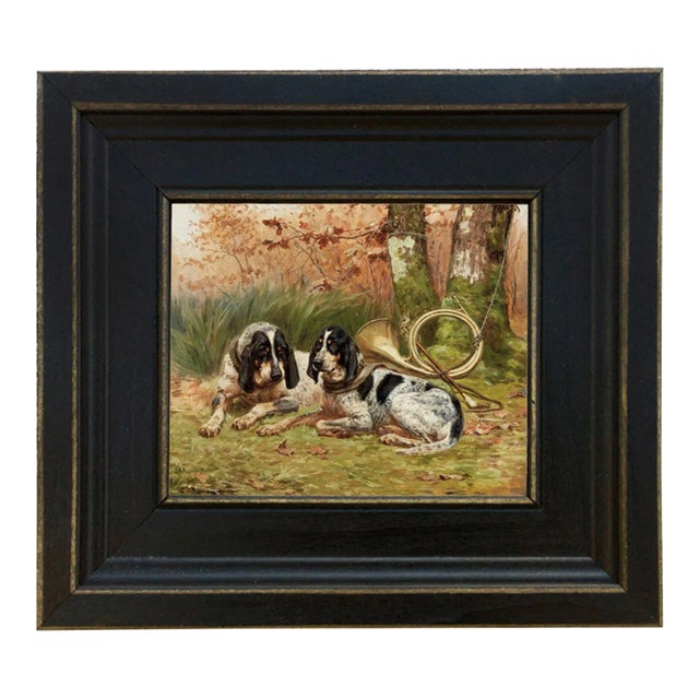 "Bluetick Hounds at Rest" Contemporary Reproduction Print on Canvas After Jules Bertrand Gelibert, Framed For Sale