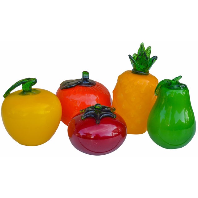 MidCentury Glass Fruit, S/5 Chairish