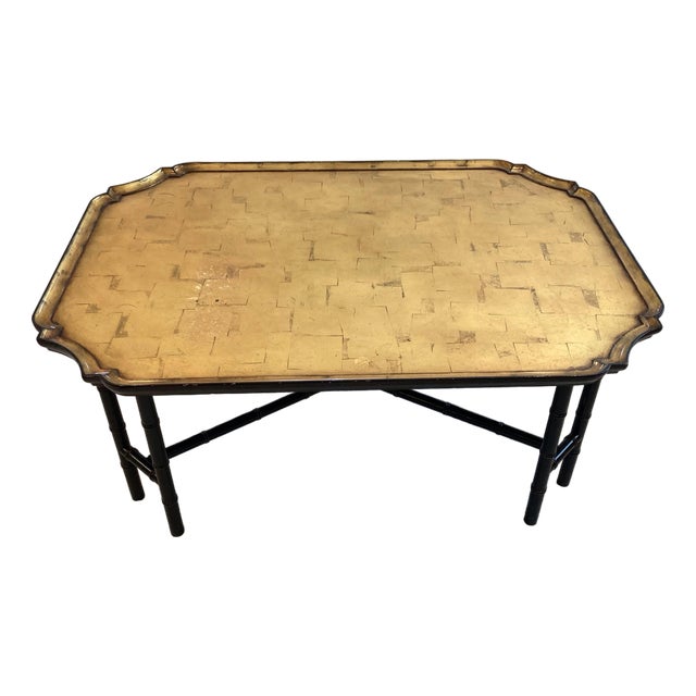Kittinger Chinese Chippendale Faux Bamboo Tray Top Cocktail Table Gold Finish Top For Sale