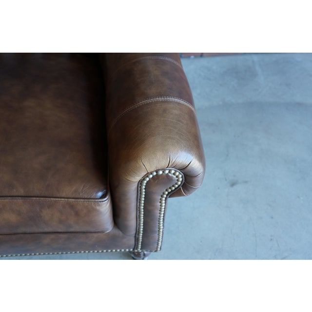 Leather Tufted Chair and Ottoman For Sale - Image 6 of 12