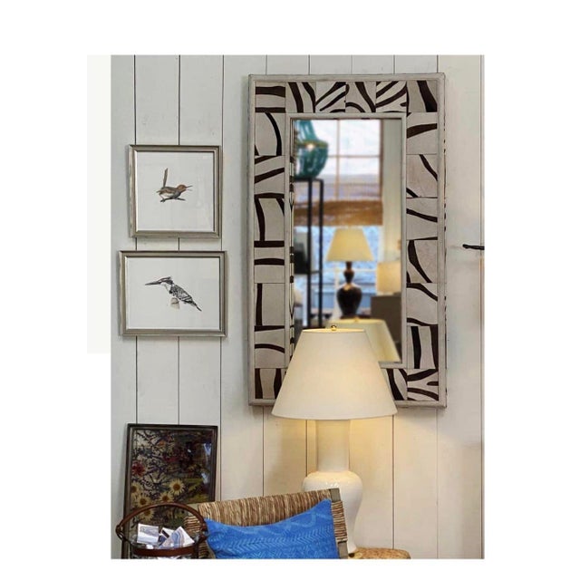 Patched Faux Zebra Mirror by Mecox Gardens For Sale - Image 11 of 12