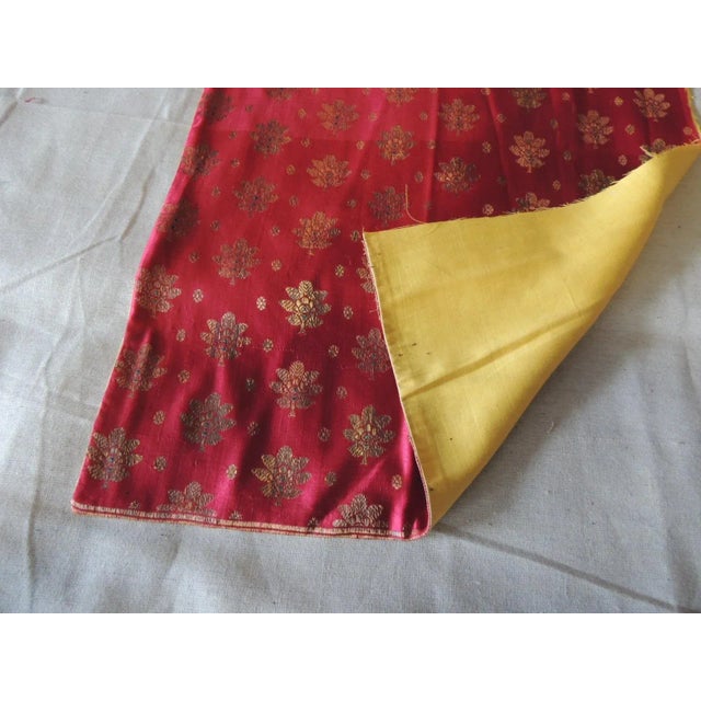 1970s Red and Gold Embroidered with Gold Metallic Threads Textile Fragment For Sale - Image 5 of 6