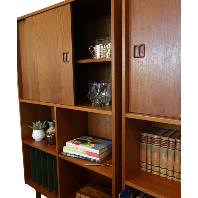Danish High Bookcase in Teak with LP Storage, 1960s For Sale - Image 4 of 16