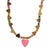 Pink Heart Pendant Gold Heart Beaded Colorful Necklace For Sale - Image 10 of 10