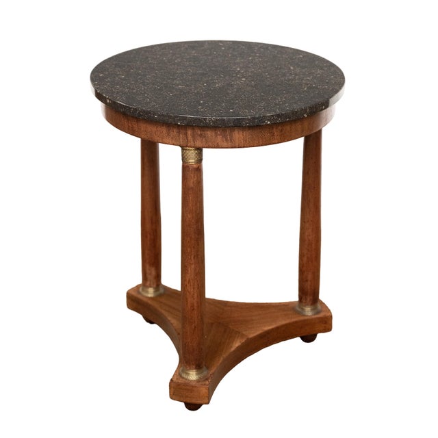 French French Empire Round Table or Gueridon of Walnut With Marble Top For Sale - Image 3 of 10
