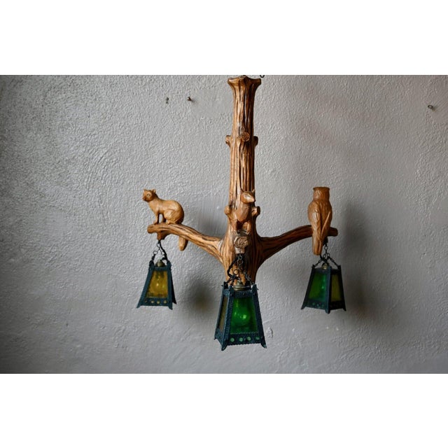 Vintage Carved Wooden Pendant Light in Black Forest Style, 1960s For Sale - Image 17 of 18