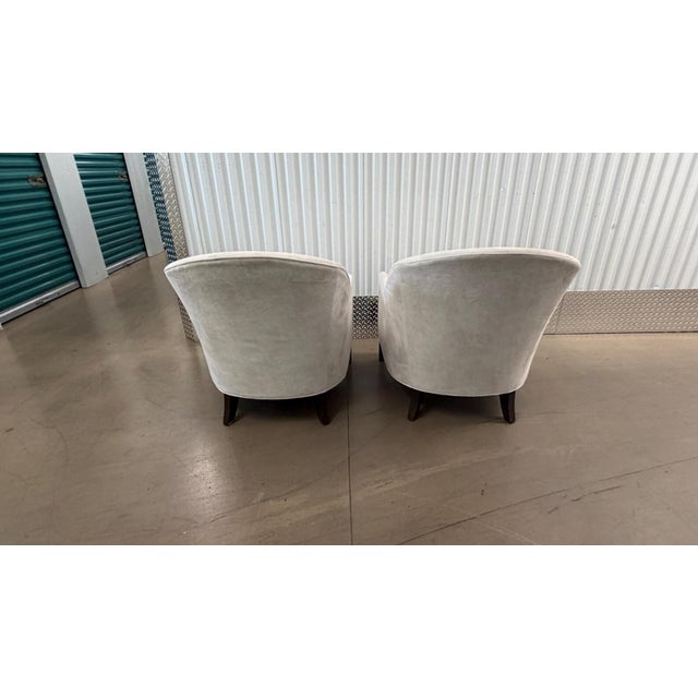 2010s Pair Ethan Allen White Ultrasuede Grace Barrel Chairs For Sale - Image 5 of 5