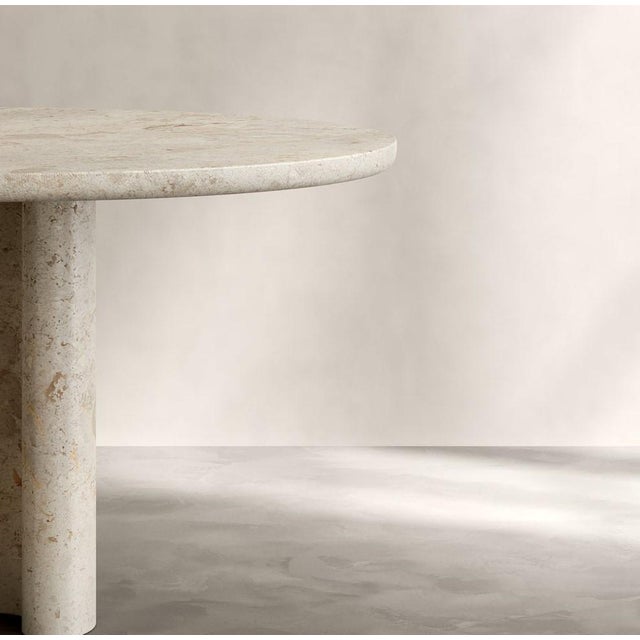 Contemporary Roman Dining Table II in Cappucino Limestone by Paloma Editions For Sale - Image 3 of 7