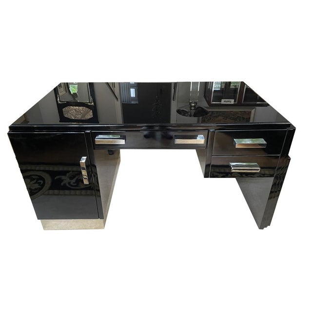 Vintage Art Deco Desk in Black, 1930 For Sale - Image 10 of 12