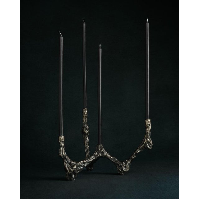 Omnia vanitas vanité 22 candelabra in patinated cast bronze by william guillon hand sculpted, dated and signed dimensions:...