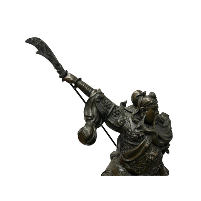 Chinese Metal Bronze General Quan Yu Holding Long Knife Statue For Sale - Image 16 of 18
