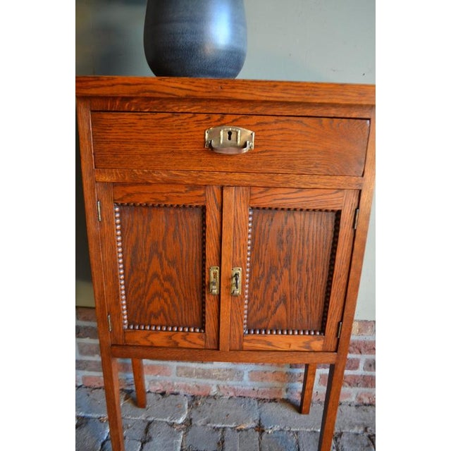 Antique Oak Art Deco Hallway Cabinet For Sale - Image 3 of 9