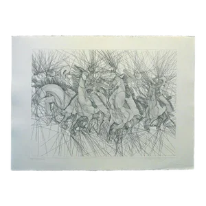 Guillaume Azoulay "Embuscade" Hand Signed Etching of Horses