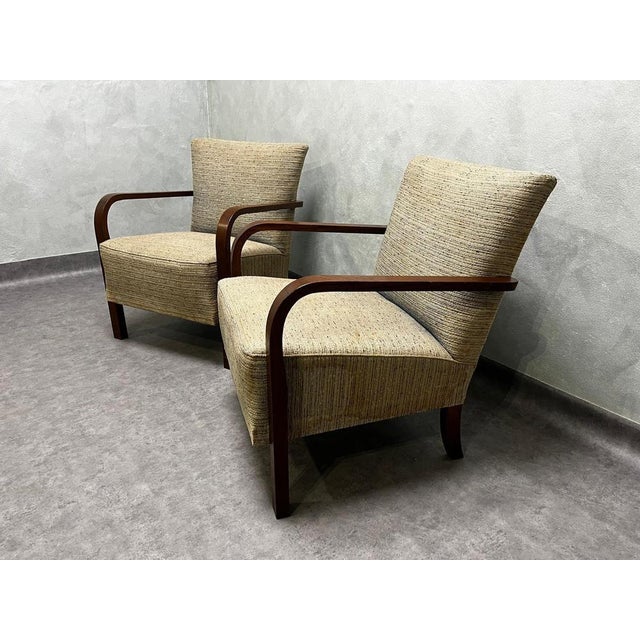 Early 20th Century H-213 Armchairs attributed to Jindřich Halabala, Czechoslovakia, 1930s, Set of 2 For Sale - Image 11 of 13