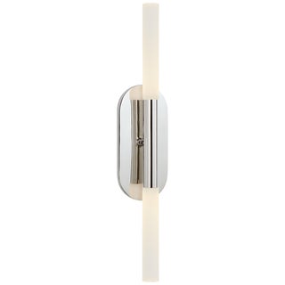 Kelly Wearstler for Visual Comfort Signature Rousseau Medium Vanity Sconce in Polished Nickel with Etched Crystal For Sale