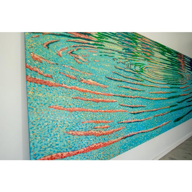 A monumentally sized original pointilism oil on canvas by recognized artist Chester Overlock 1989. Titled Deep Waters Run...