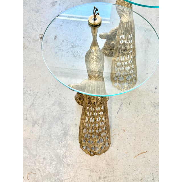 Brass and Glass Peacock Side Table-a Pair For Sale - Image 10 of 12