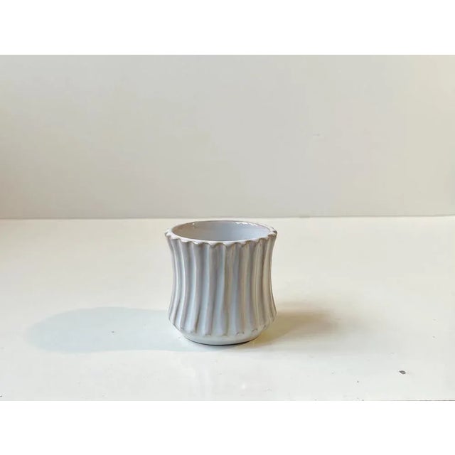 Art Deco Danish Fluted White Ceramic Vase by Christian Jensen, 1930s For Sale - Image 3 of 7