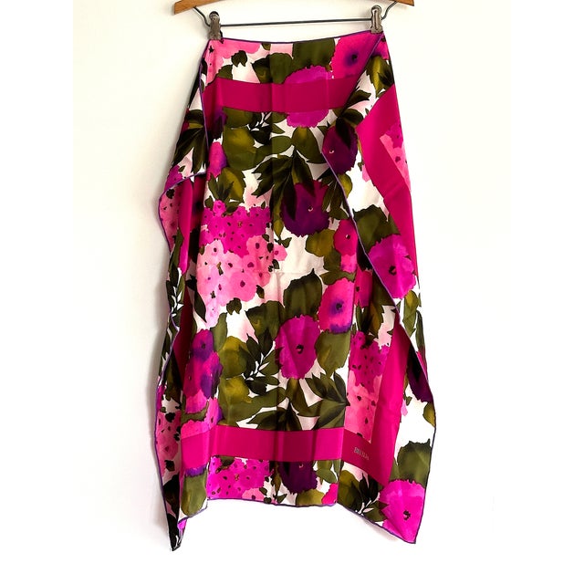 1990s Bill Blass Silk Scarf Textile Wall Hanging For Sale - Image 5 of 10