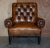 Hollywood Regency Set of Antique Regency Bolster Brown Leather Library Armchairs For Sale - Image 3 of 18